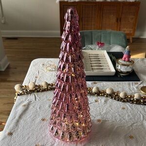 Pink Glass Cone Tree Decoration